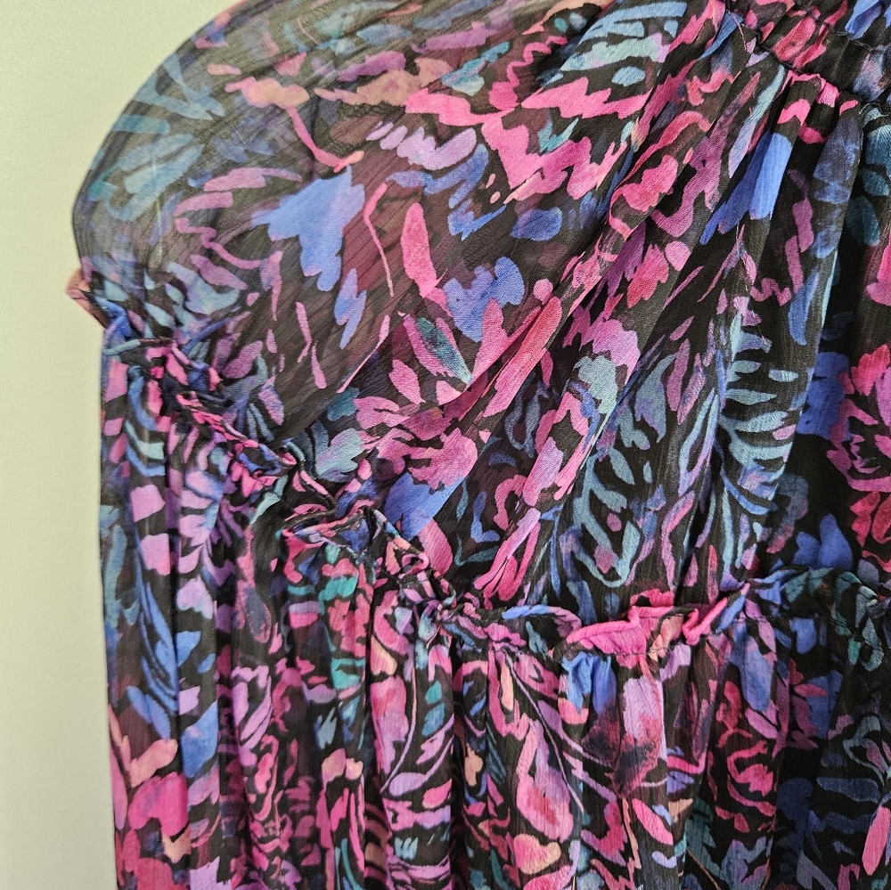 Misa Rosalinda semi-sheer blouse rose and blue - Picture 5 of 8